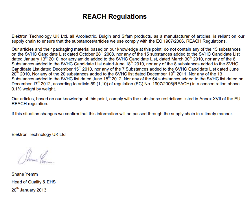 REACH Regulations